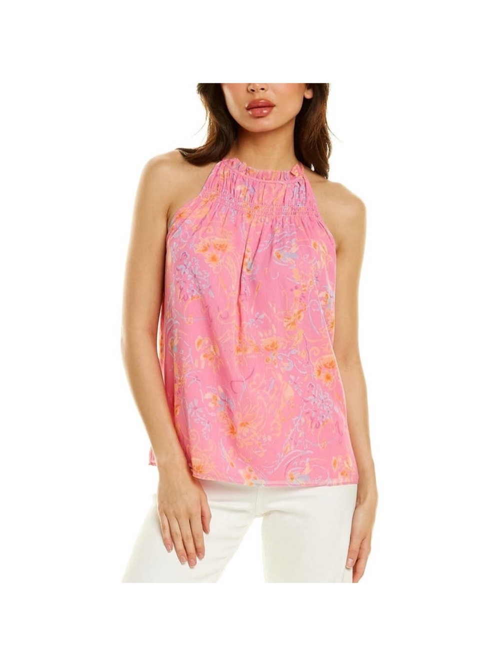RAMY BROOK Shirt Womens Large Pink Paisley Printed Harley Top Sleeveless